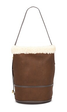 Polo Ralph Lauren Shearling & Tumbled Leather Sling Bucket Bag Medium in Luggage & Cream from Rev... | Revolve Clothing (Global)