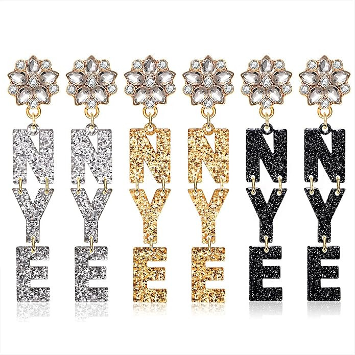 YAHPERN New Year Acrylic Champagne Flute Earrings - Sparkling Letter NYE Dangle Holiday Jewelry -... | Amazon (US)