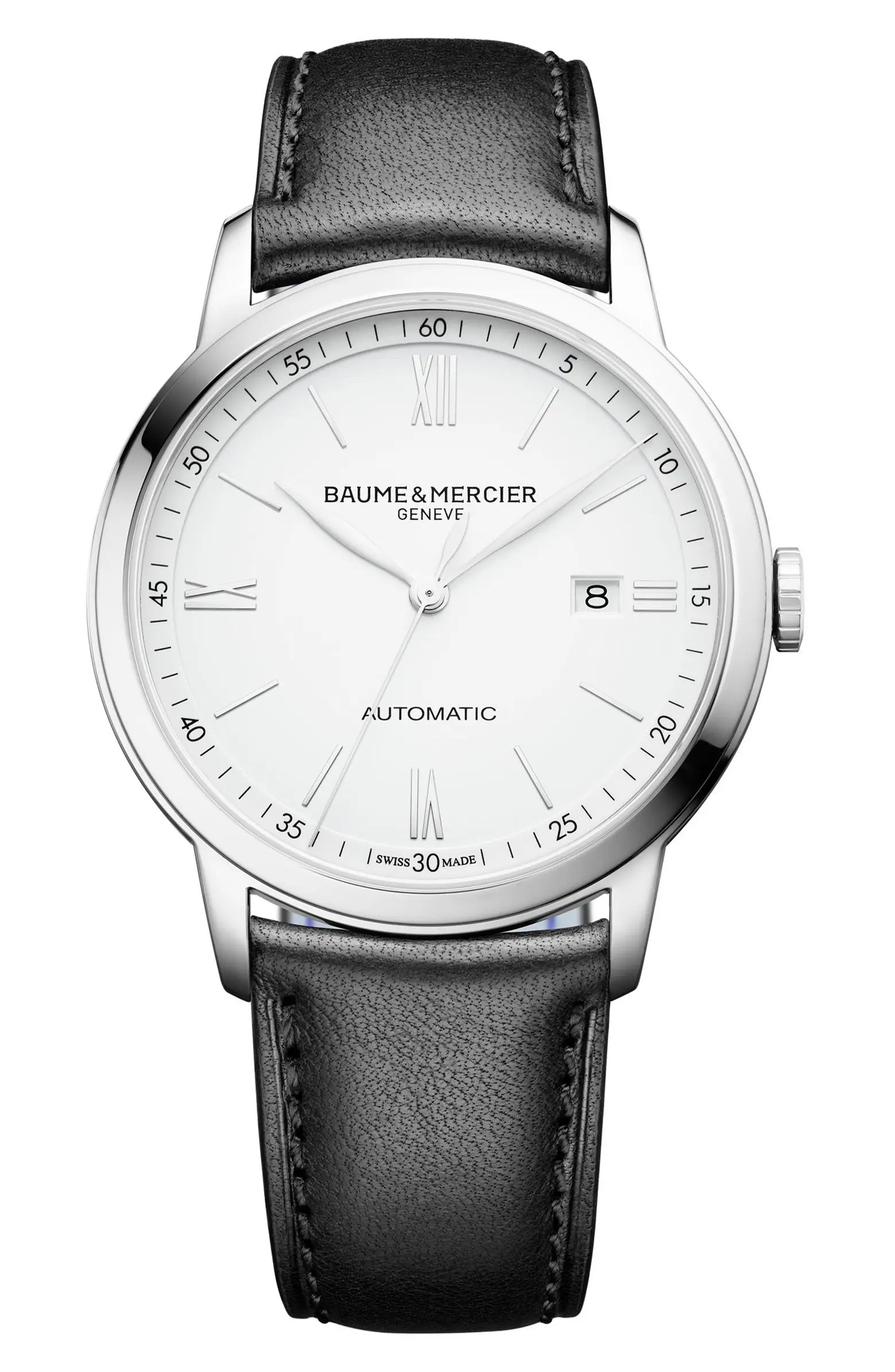 Baume & Mercier Classima Automatic Leather Strap Watch, 42mm | Nordstrom | Nordstrom