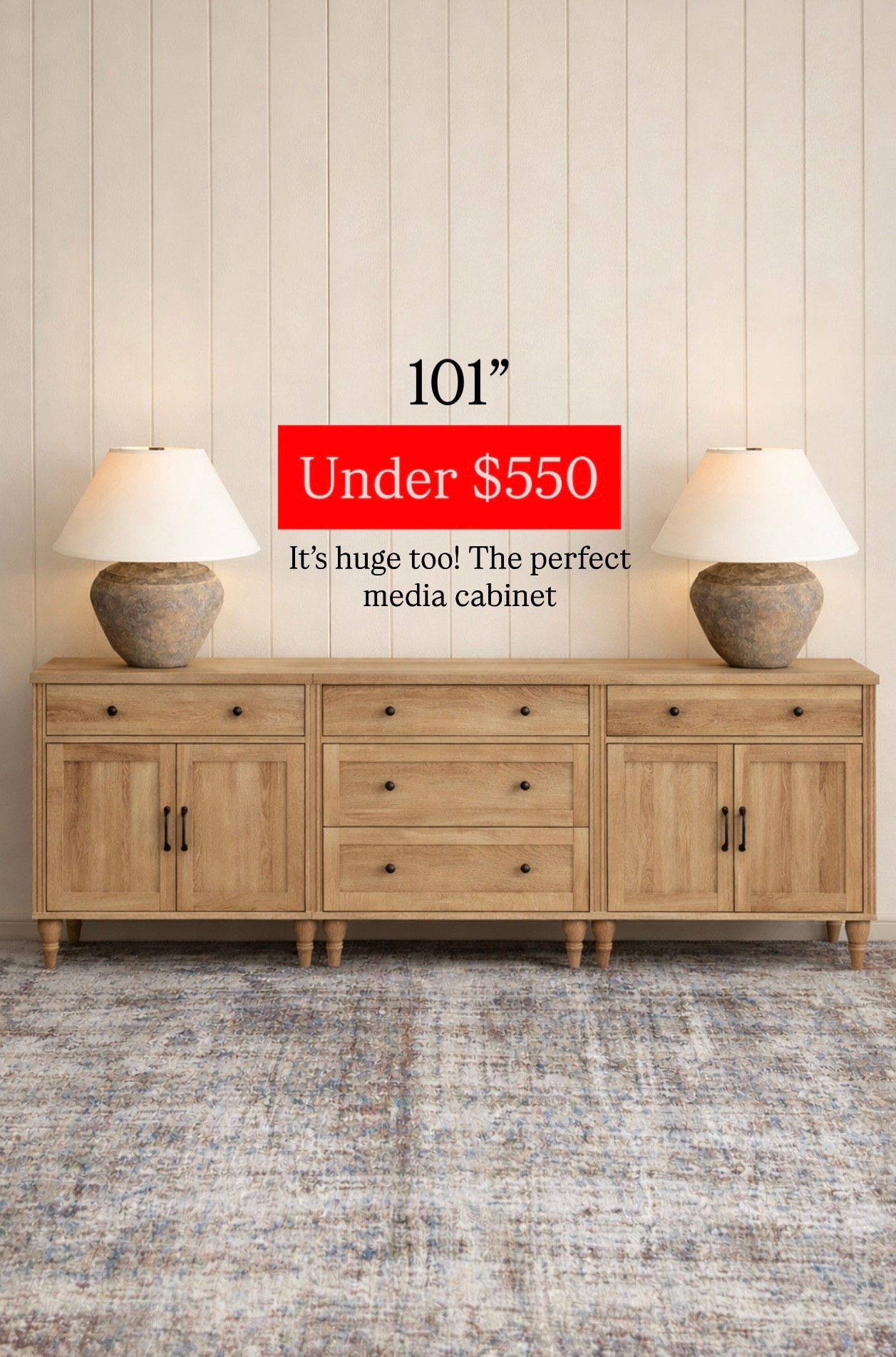 OK, this media cabinet is incredible. It’s 101 inches under $550. It’s so pretty what makes such a statement somewhere living room room, furniture, dining room, furniture, media council, TV stand.

#LTKHome #LTKActive #LTKSaleAlert