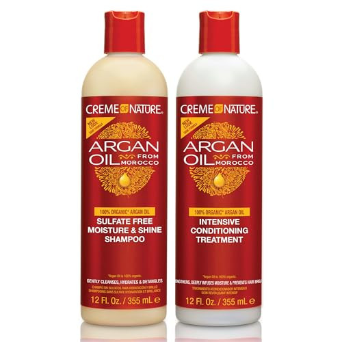 Creme of Nature Argan Oil from Morocco Sulfate-Free Moisture and Shine Shampoo and Intensive Conditioning Treatment Set, Hydrating Shine-Enhancing Hair Care Duo, 2 Count, 12 oz Each | Amazon (US)