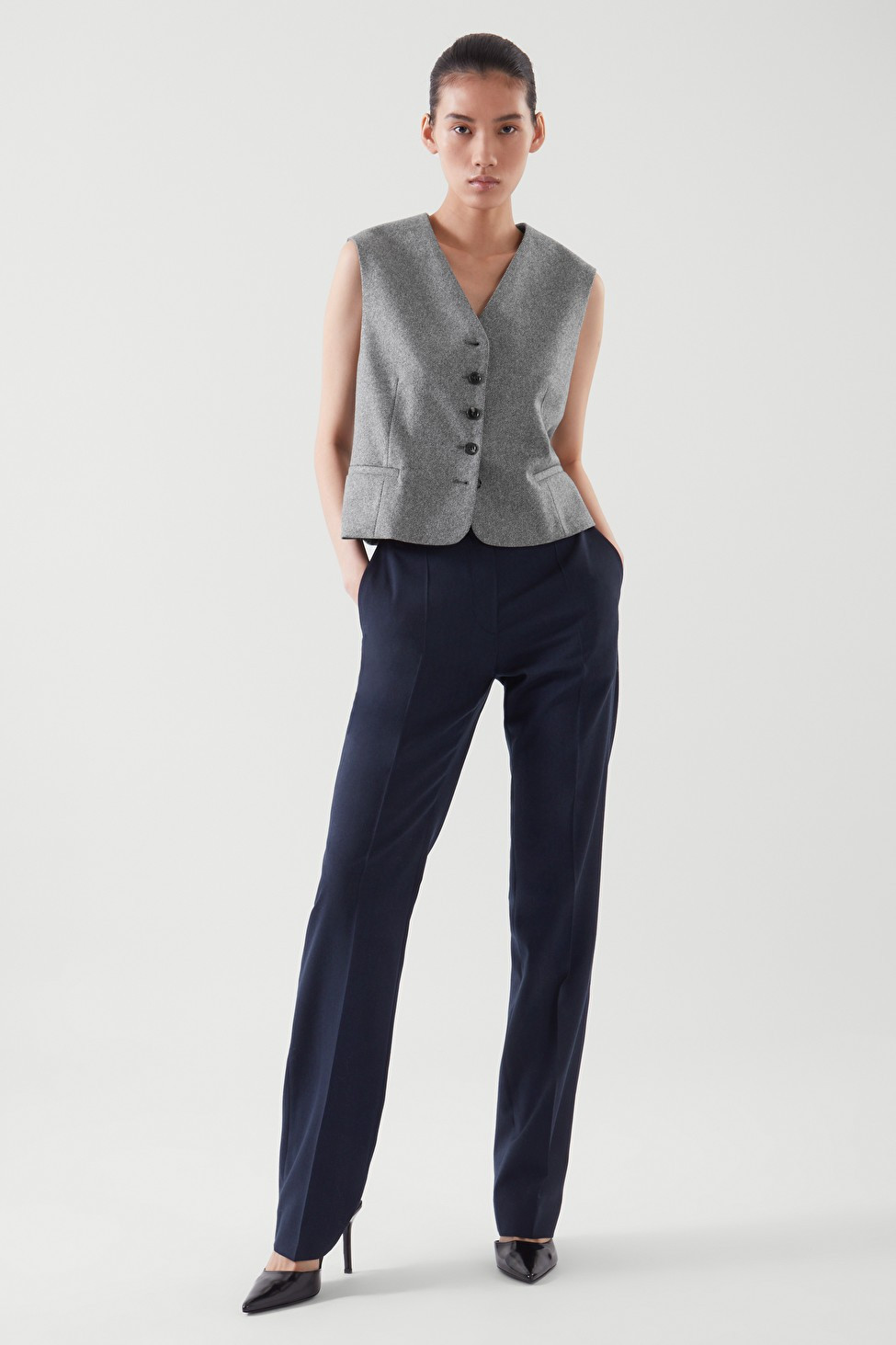 STRAIGHT-LEG WOOL TROUSERS - NAVY - COS | COS (US)