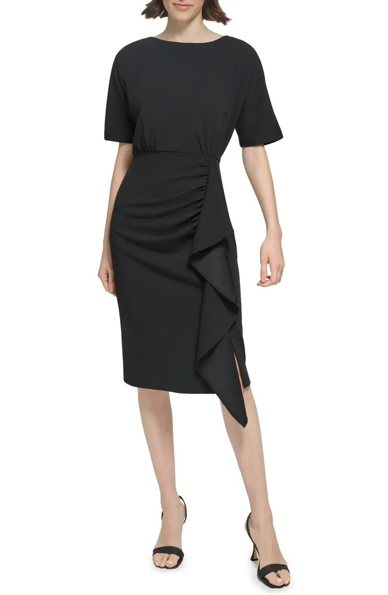 Dolman Short Sleeve Ruffle Sheath Dress | Nordstrom Rack