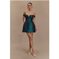 Diana Off Shoulders Mini Dress - Deep Emerald I MESHKI I Size XXS | MESHKI US