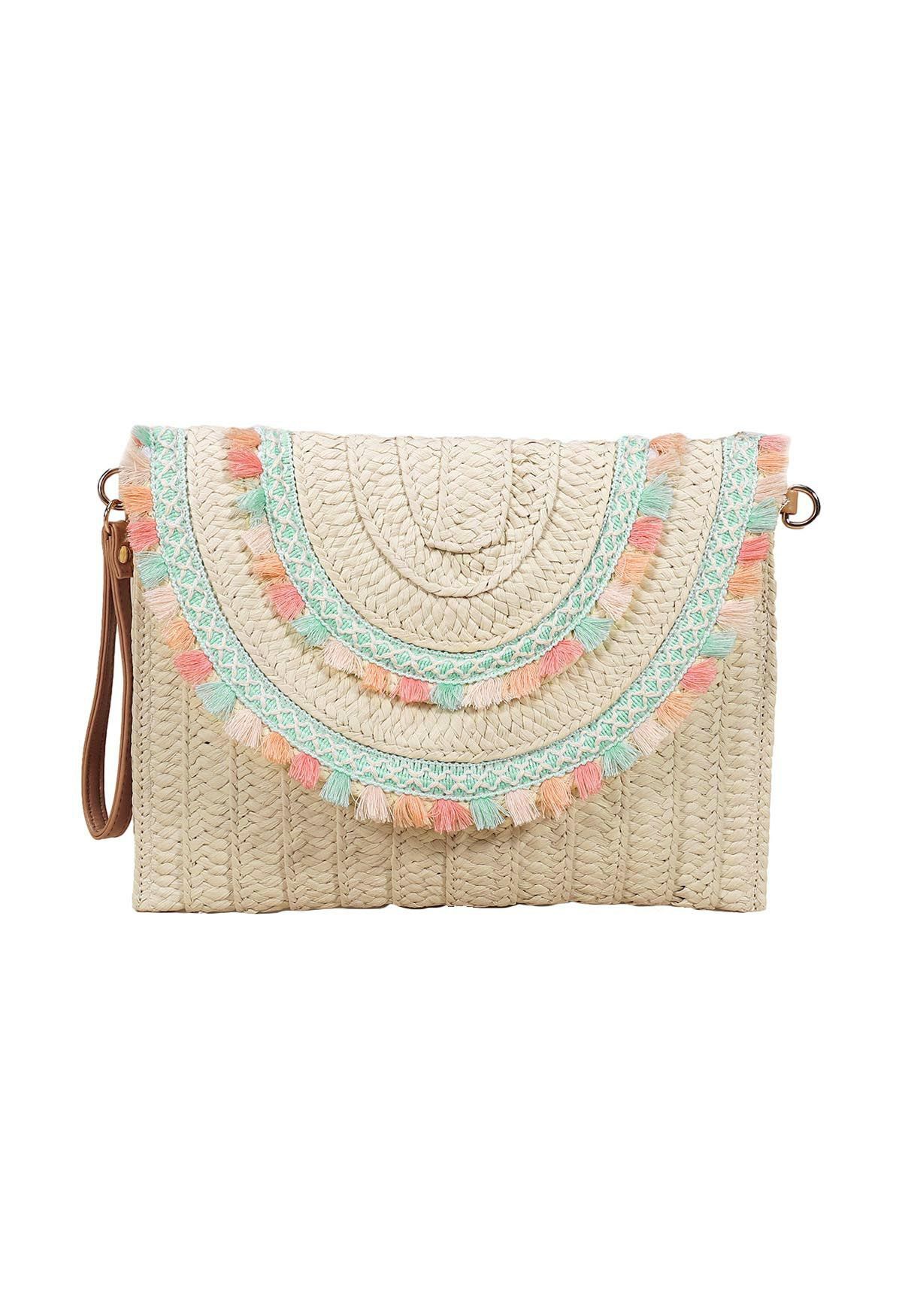 Braided Colorful Tassel Envelope Bag | Chicwish