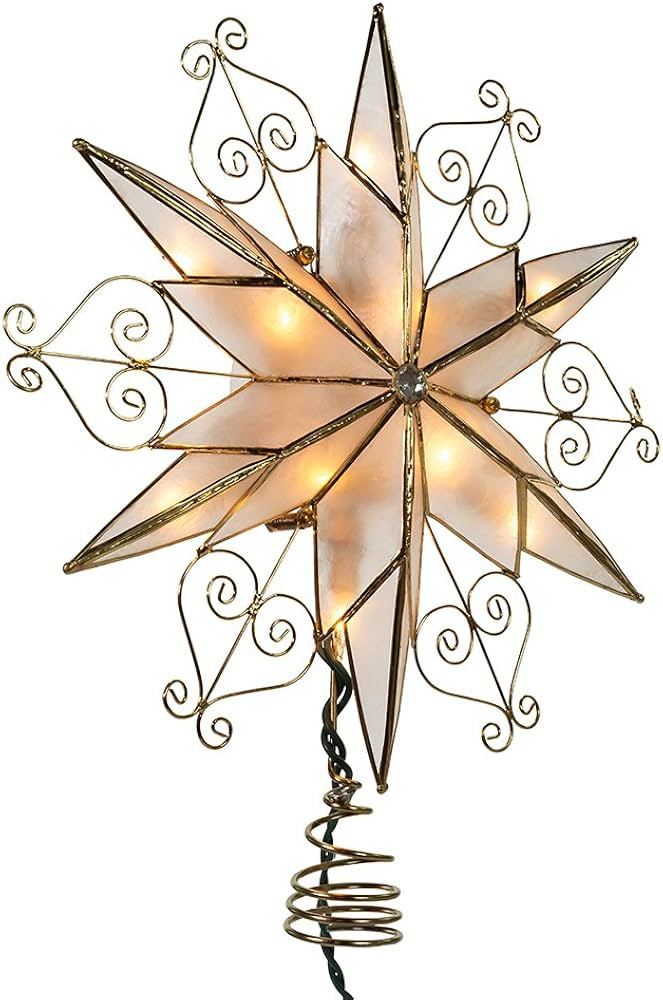 Kurt Adler 10-Light 6-Point Capiz Star Treetop with Scroll Design | Amazon (US)