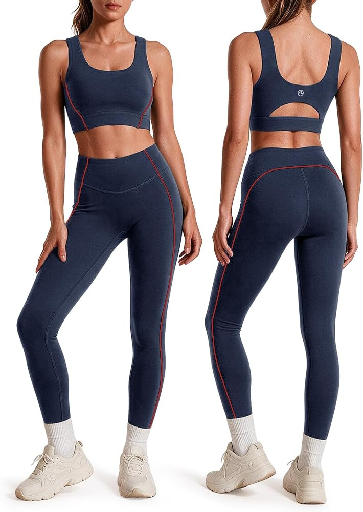Womens Workout Sets 2 Piece Outfits High Waisted Yoga Leggings Set | Amazon (US)