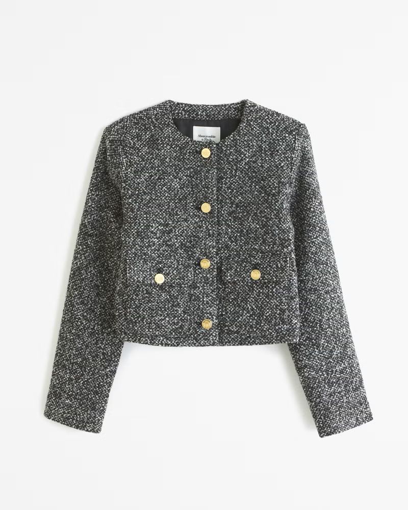 Collarless Wool-Blend Jacket | Abercrombie & Fitch (US)
