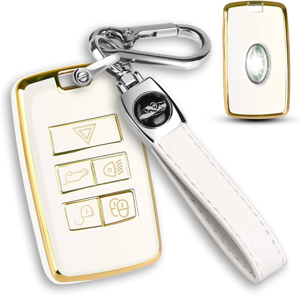 QBUC for Land Rover Key Fob Cover with KeyChain Soft TPU Gold Trim Key Case Full Protection Compa... | Amazon (US)