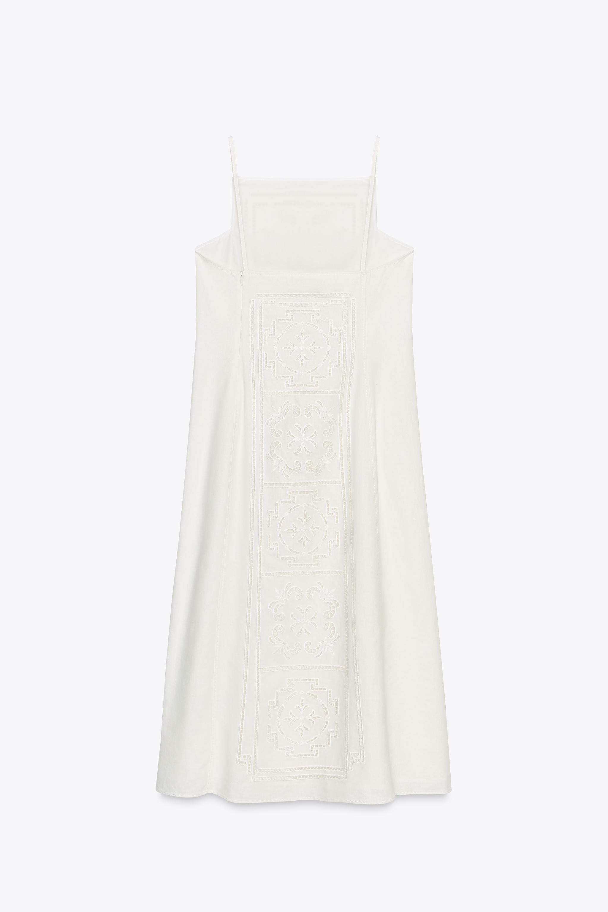 ZW COLLECTION EMBROIDERED LINEN BLEND DRESS | Zara UK