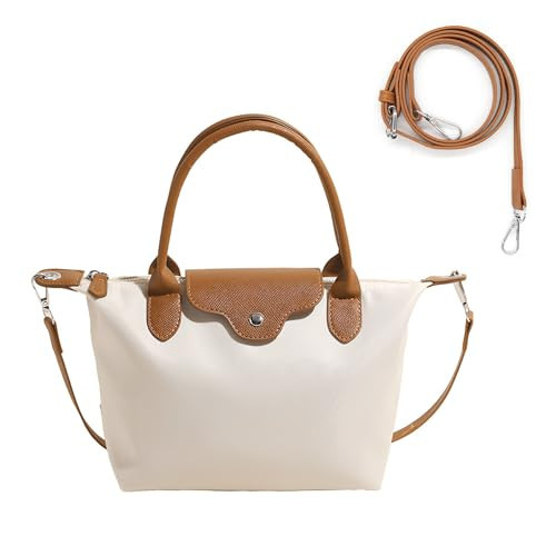 Long Keeper Mini Crossbody Bag for Women Casual Lightweight Small Nylon Tote Bag Ladies Shoulder Purses & Handbags With Strap (Beige) | Amazon (US)