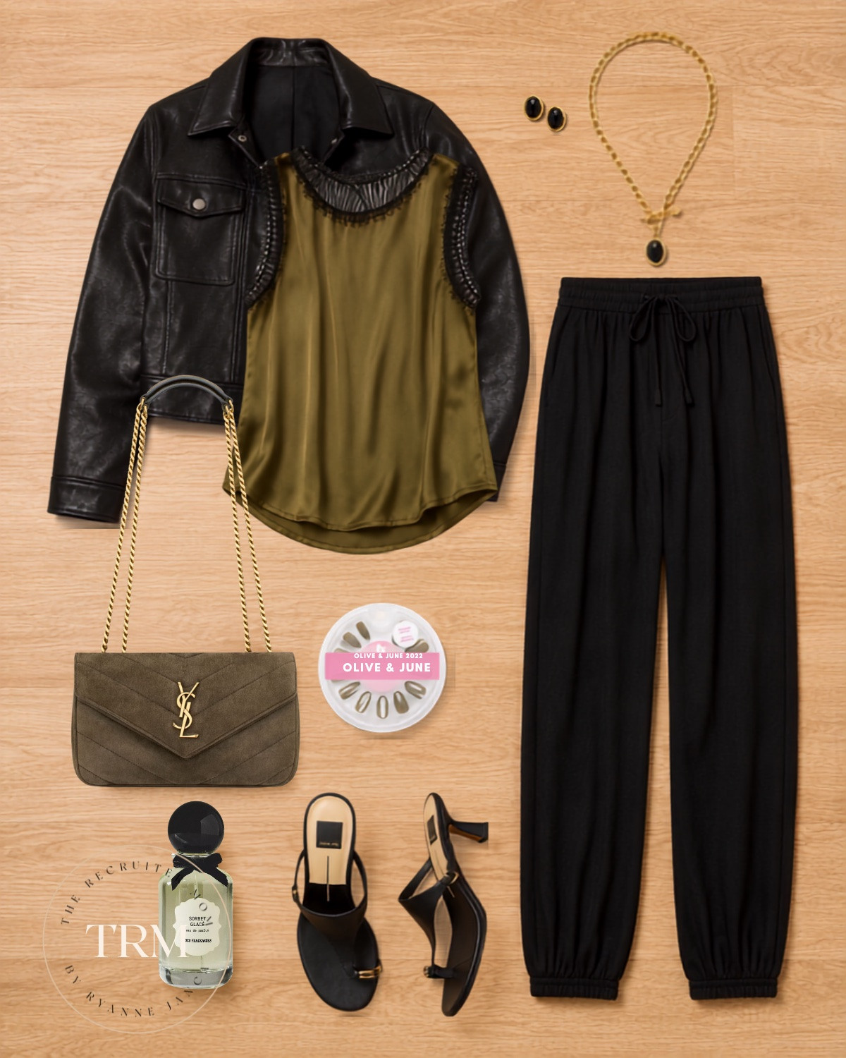 A little dressed up, a little edgy and still ridiculously comfortable. 🖤💚 Love the olive satin with black joggers and a leather jacket for a fall date night or girls’ night!

#LTKSeasonal #LTKOver40 #LTKMidsize