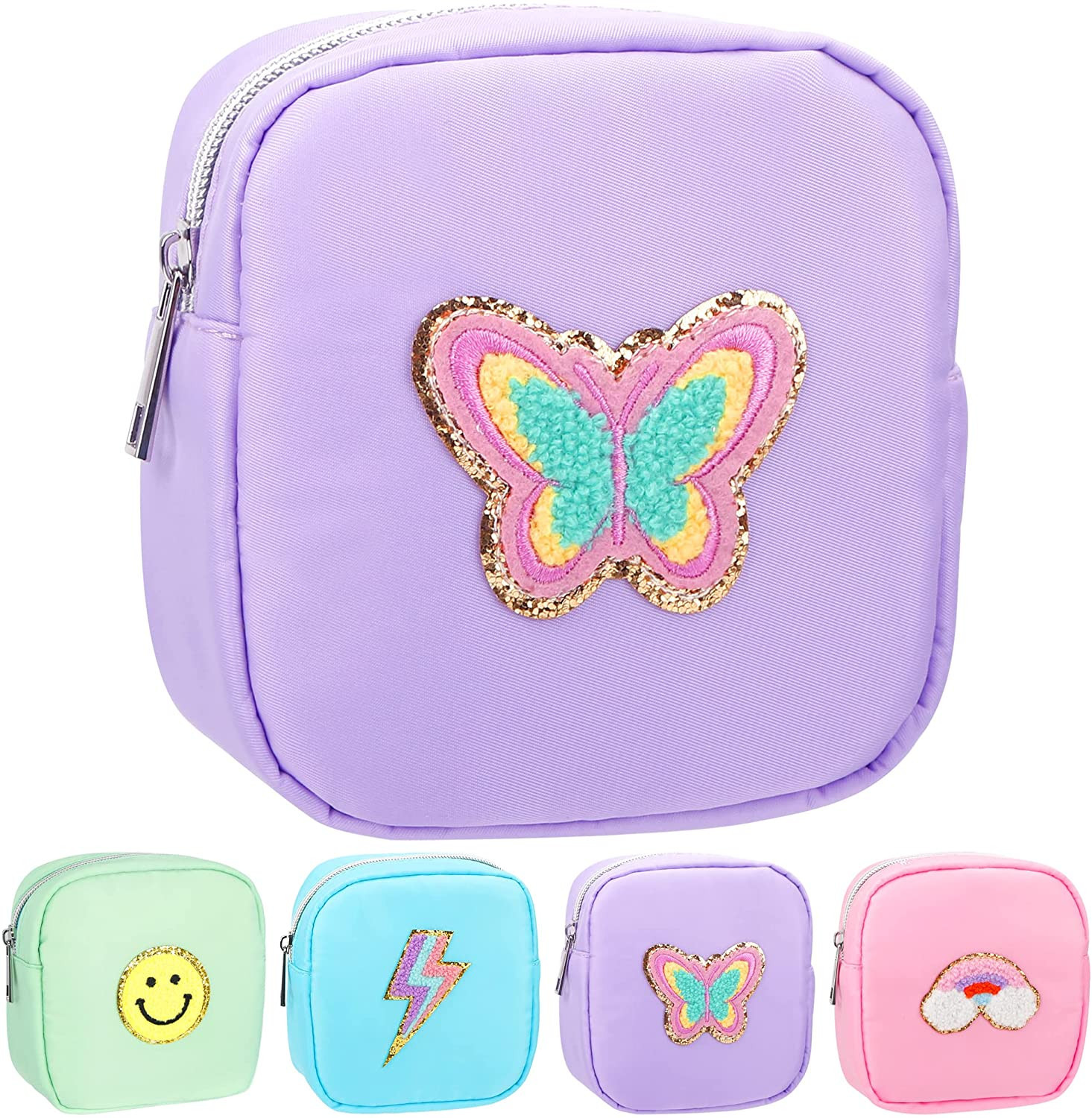 HIJJMAXX preppy patch makeup bag chenille letter bag nylon pouch makeup bag Small Chenille Letter... | Amazon (US)