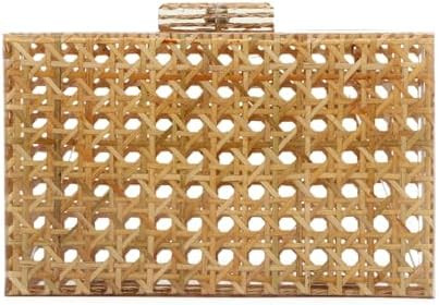 Women’s Acrylic Clutch Purse Rattan Handbags Woven Pattern Evening Bag for Party Wedding | Amazon (US)