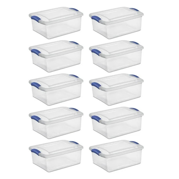 Sterilite 15 Qt. Latch Box Stadium Blue Set of 10 | Walmart (US)