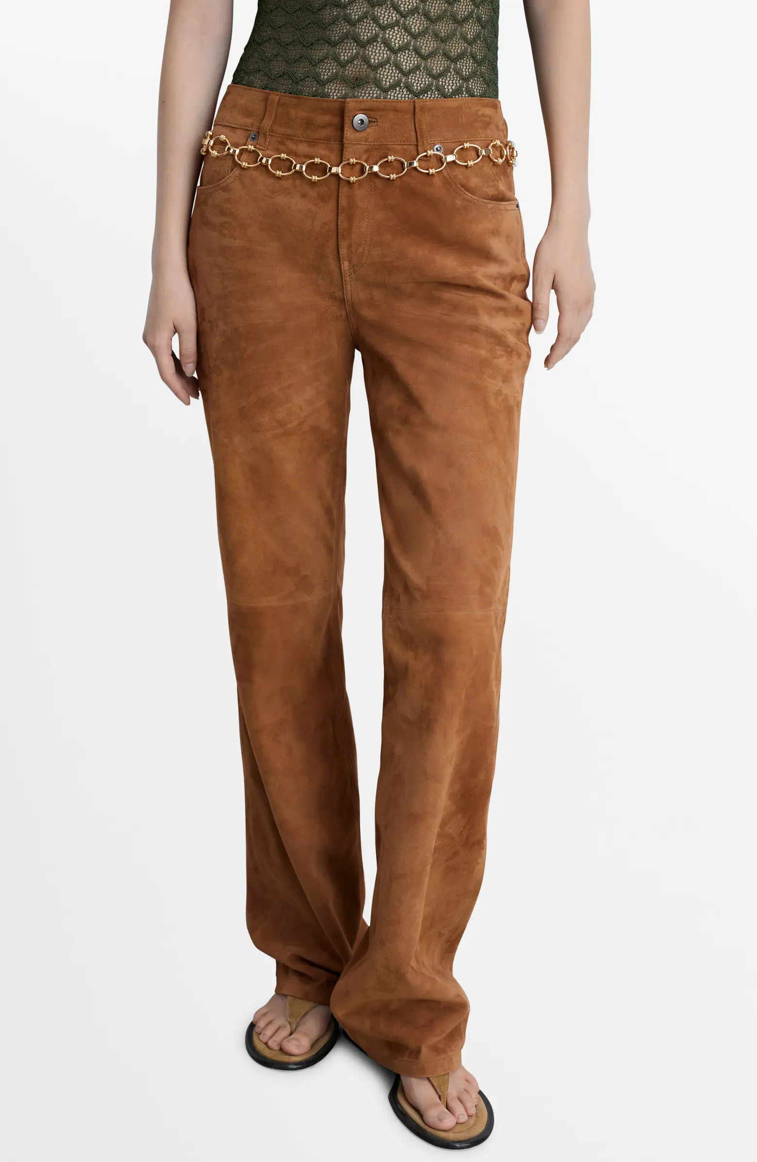 Brooke Suede Straight Leg Pants | Nordstrom
