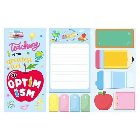 12-Piece Cartoon Themed English Teacher Sticky Note Set With Inspirational Designs, Assorted Colors & Removable Pages, Perfect For Lesson Planning, Note Taking, Classroom | Walmart (US)