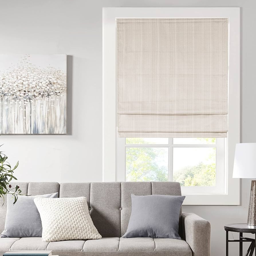 Madison Park Galen Cordless Roman Shades - Fabric Privacy Single Panel Darkening, Energy Efficien... | Amazon (US)