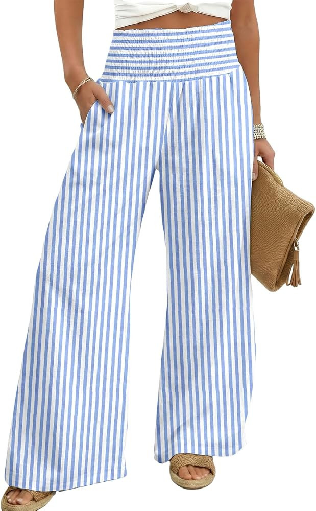 Dokotoo Womens Striped Gingham Pants 2026 Casual Pants Cute Comfy Bottoms with Pockets Plaid Outf... | Amazon (US)