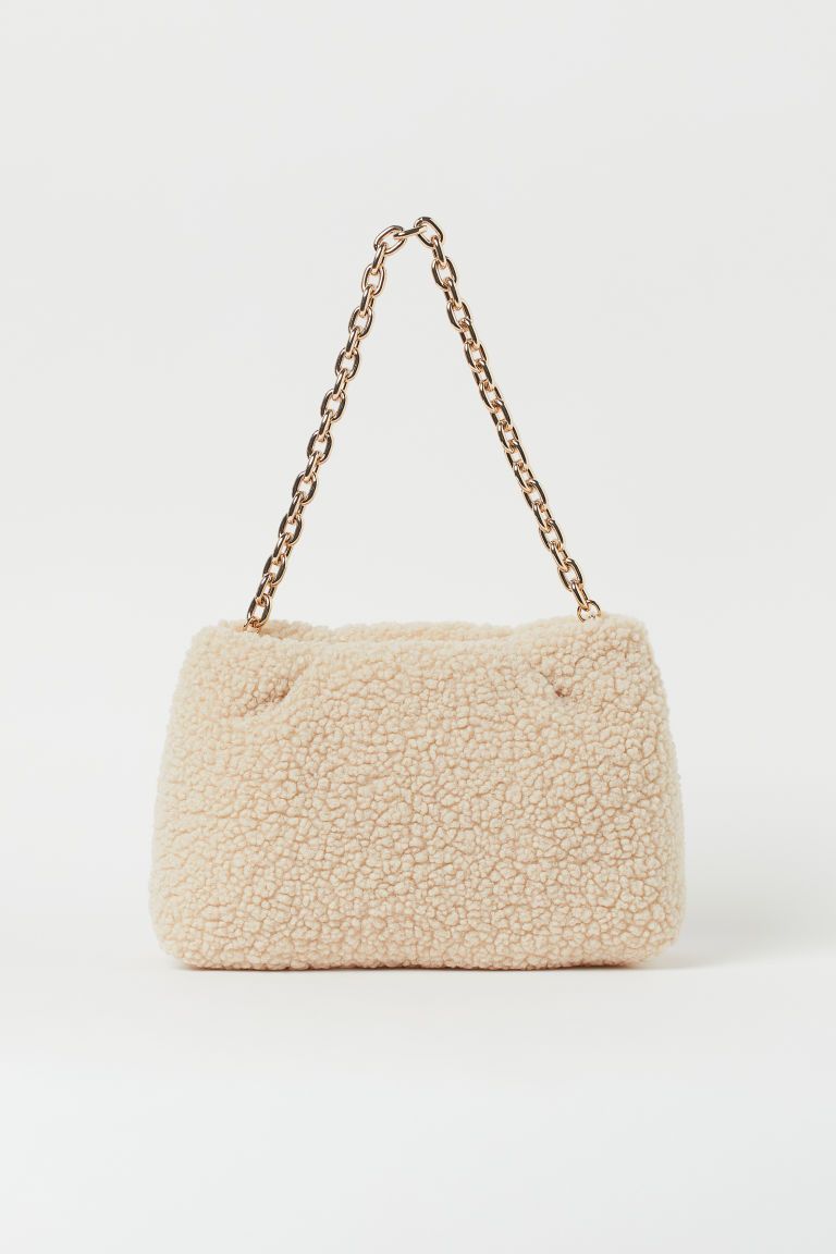 H & M - Faux Shearling Clutch Bag - Beige | H&M (US)