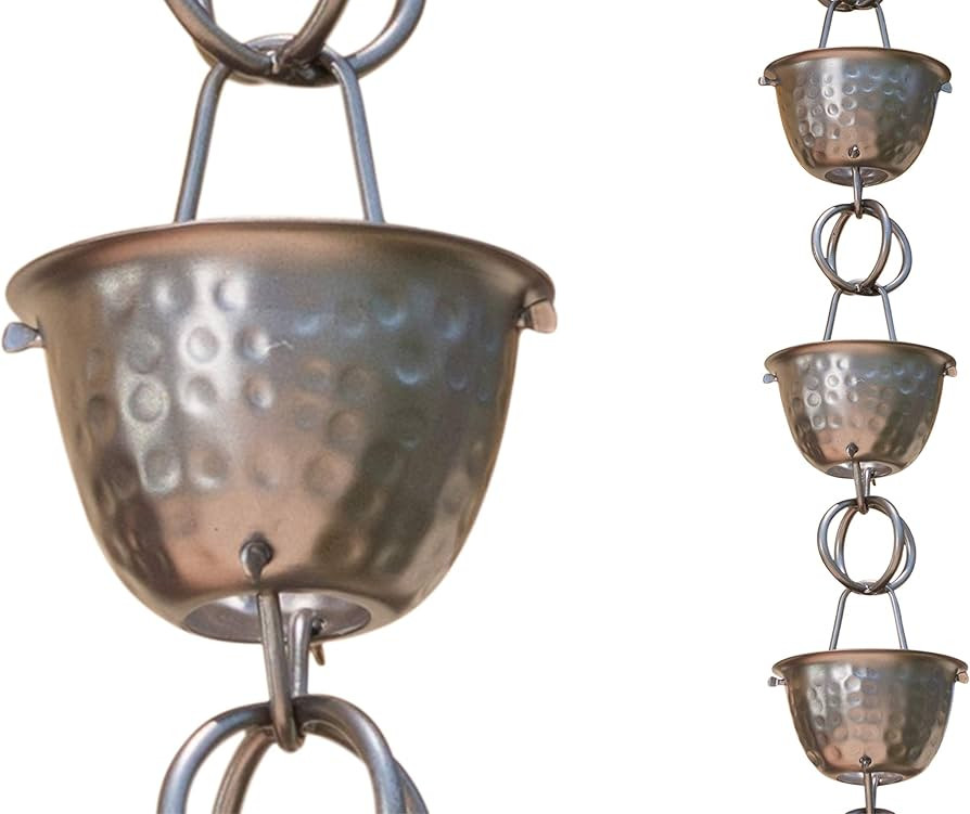 Monarch Rain Chains 50584 Aluminum Hammered Cup, 8-1/2 Feet Length Replacement Downspout for Gutt... | Amazon (US)