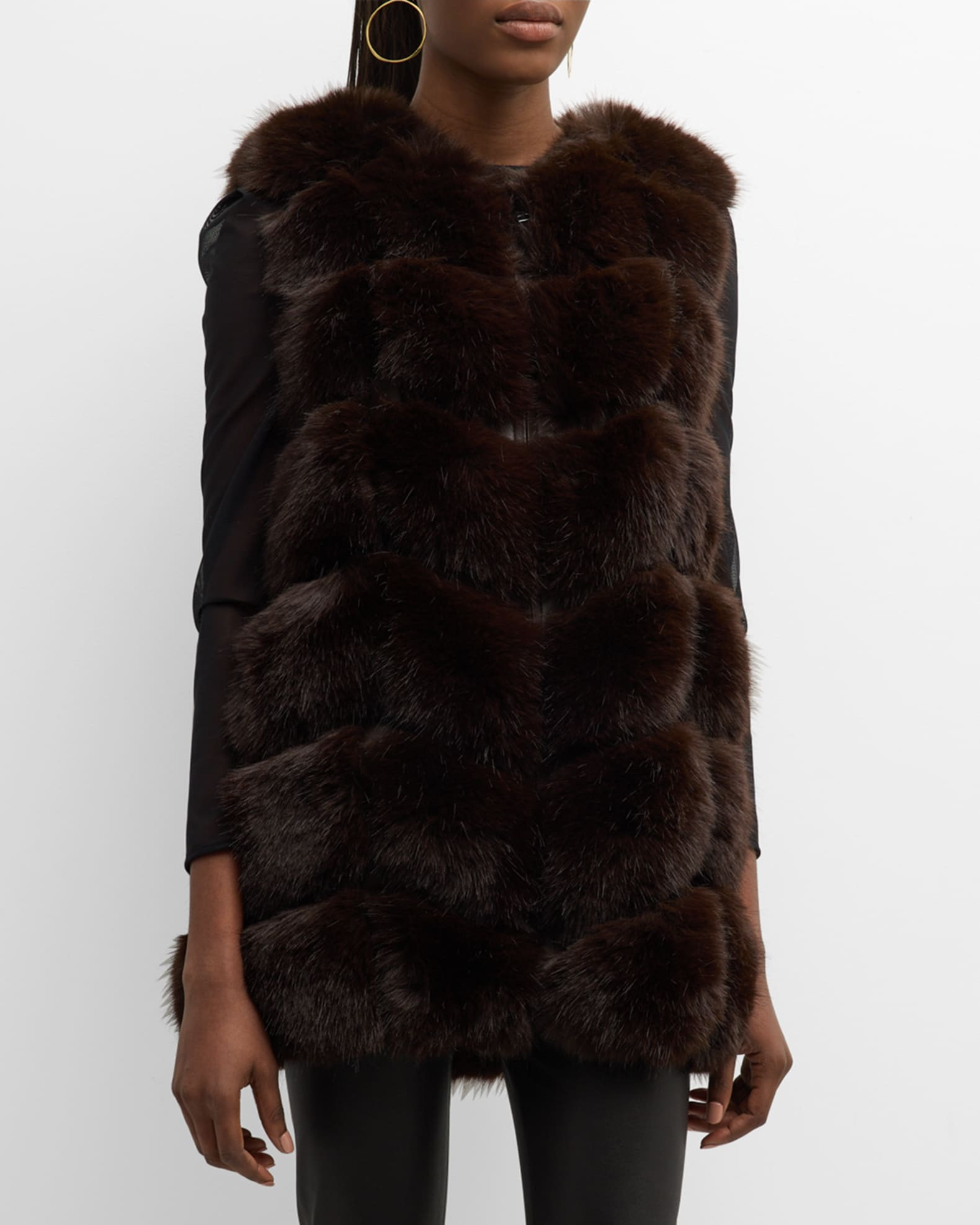 Kelli Kouri Lush Angled Faux Fur Vest | Neiman Marcus