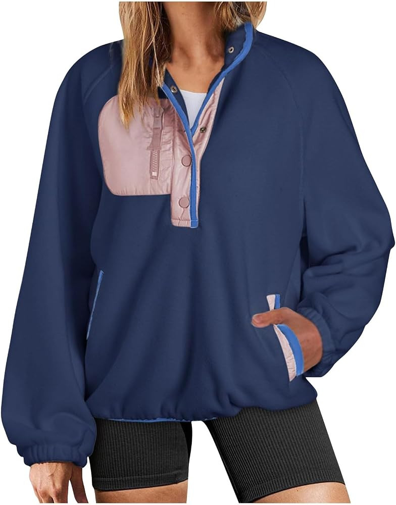 Womens Fleece Hoodie Trendy Button Sherpa Jacket Long Sleeve Fuzzy Pullover Oversized Sweaters wi... | Amazon (CA)