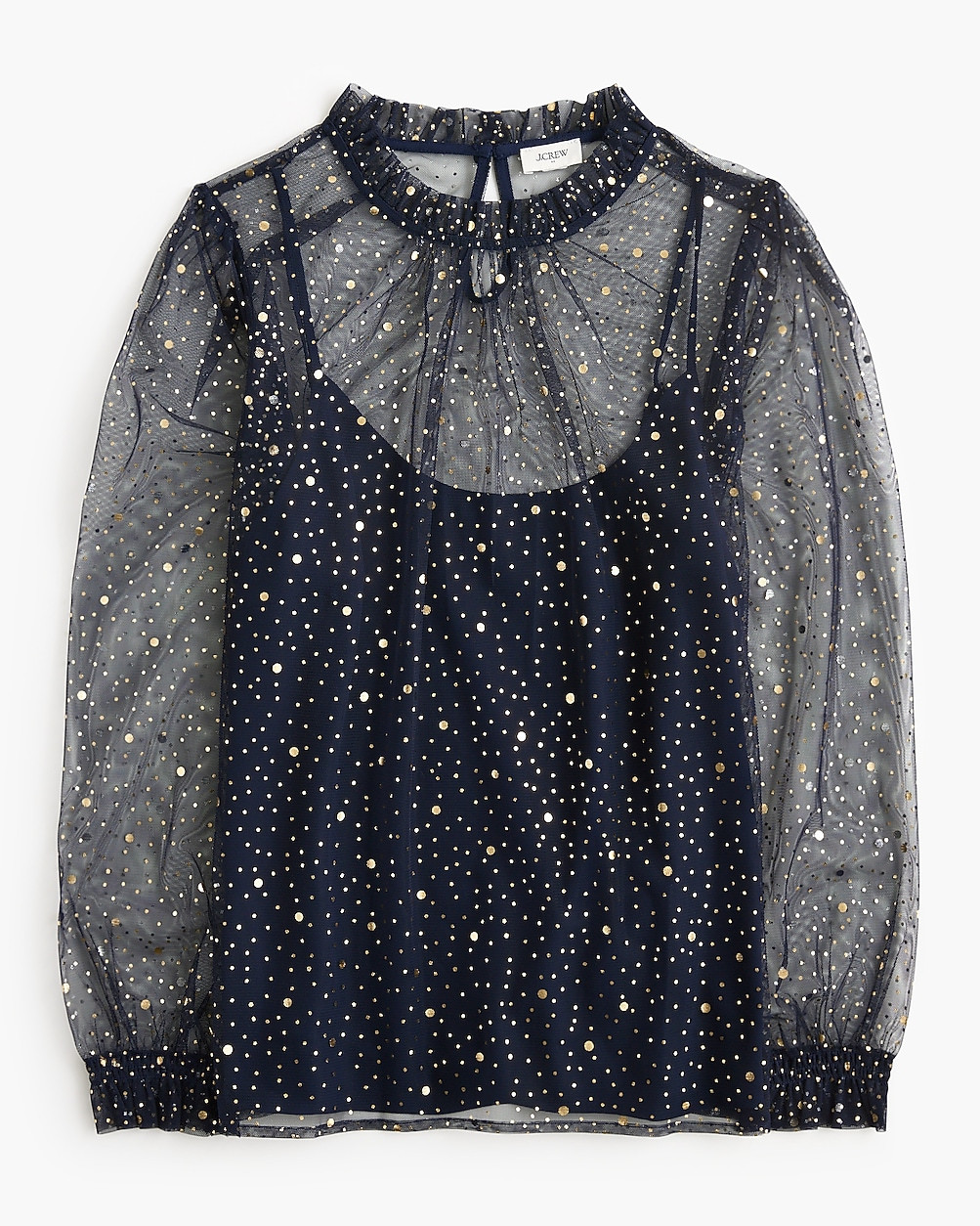Sparkle tulle ruffleneck top | J.Crew Factory