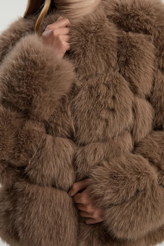 Faux Fur Panelled Long Sleeve Jacket | Karen Millen UK + IE + DE + NL