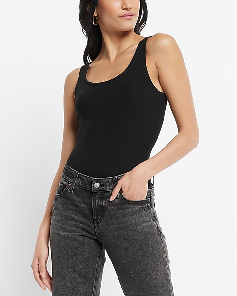 Fitted Ribbed Scoop Neck Tank | Express
