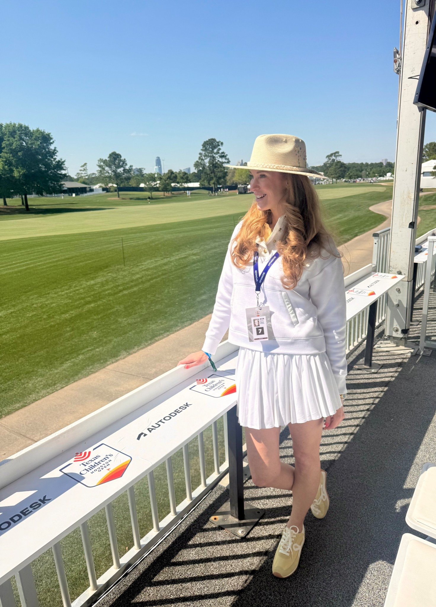 Beautiful day on the course! White pleated tennis skort from Aritzia, yellow cropped polo and white pullover from Tuckernuck and cute yellow sneakers from Amazon! 

#LTKSeasonal #LTKActive #LTKootd