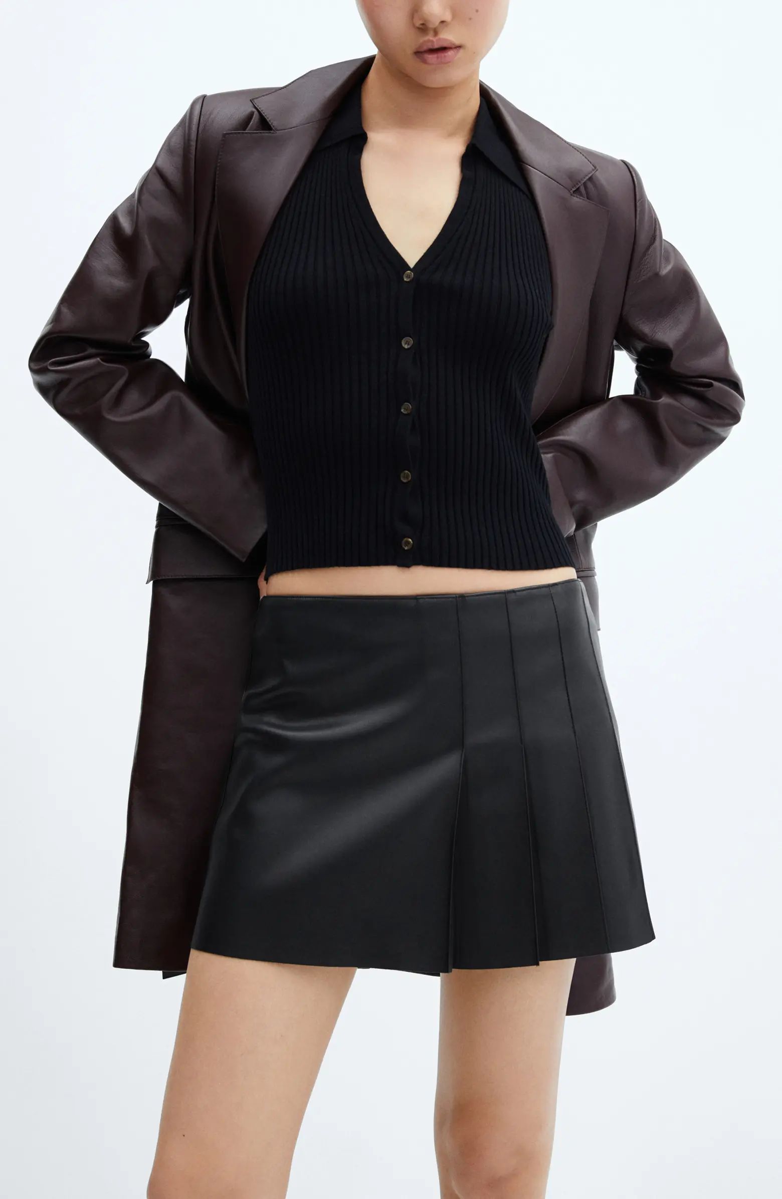 MANGO Pleated Faux Leather Miniskirt | Nordstrom | Nordstrom