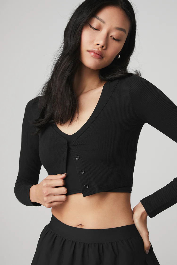 Ribbed Cropped Whisper Cardigan | Alo Yoga (US)