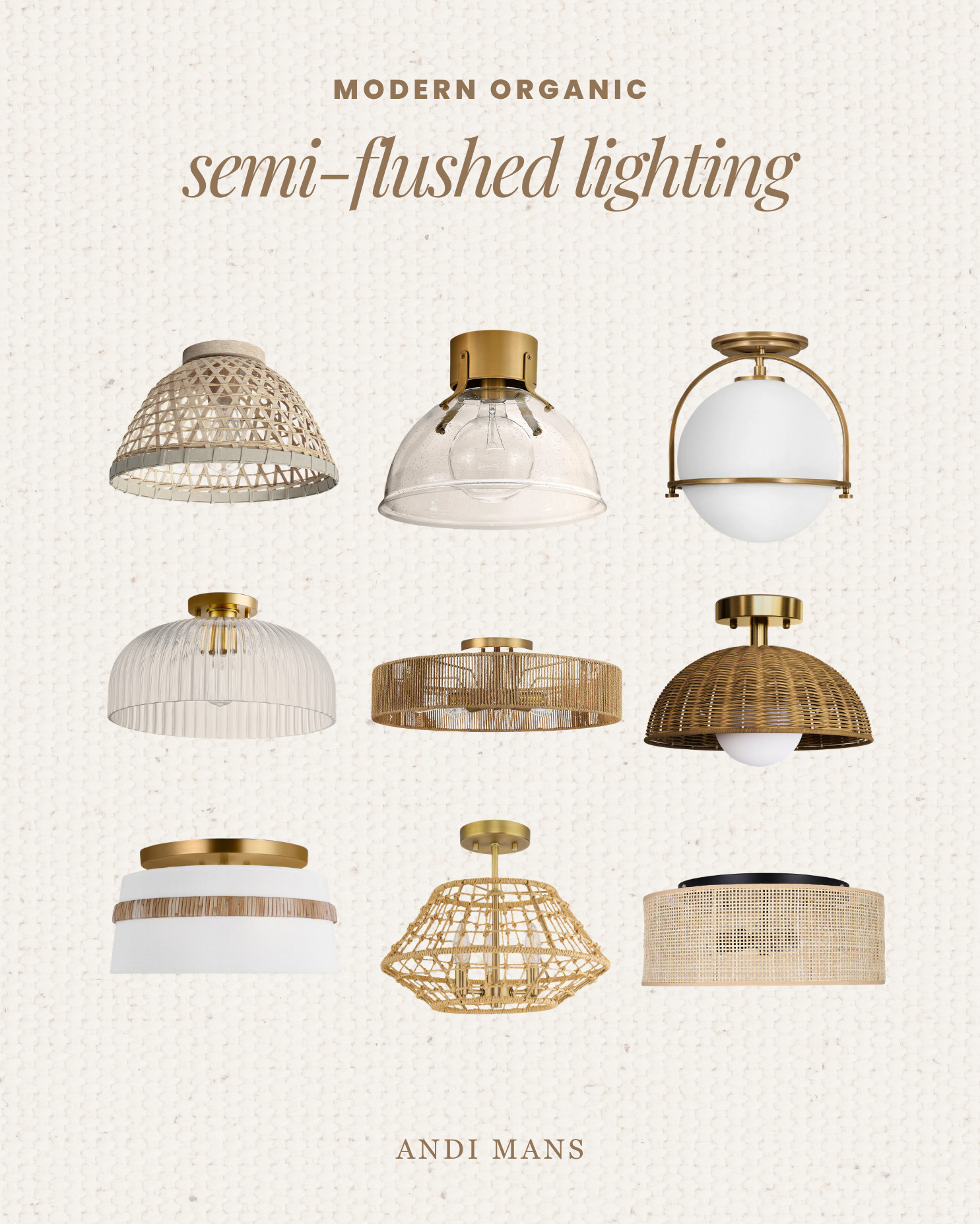 Semi-flushed lighting finds for your modern organic, neutral home - these work great in your hallway lighting, bedroom lighting or living room lighting! 

 #LTKOver40 #LTKHome #LTKSaleAlert