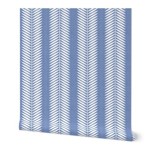 Wallpaper Laurel Leaf custom reverse Amy Blue and white | Spoonflower