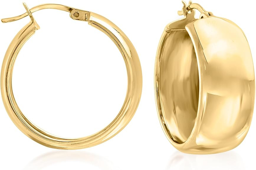 Ross-Simons 18kt Gold Over Sterling Wide Hoop Earrings | Amazon (US)