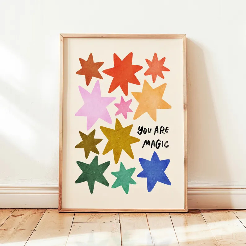 You Are Magic Print, Colorful Stars Kids Playroom Poster, Nursery Wall Decor, UNFRAMED | Etsy (Global)