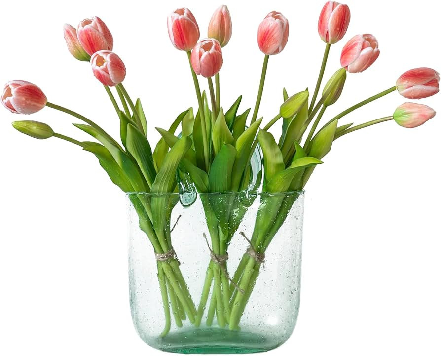 15pcs Artificial Tulips Flowers, Latex Bouquet, Fake Tulips for Office Wedding Party Home Kitchen... | Amazon (US)