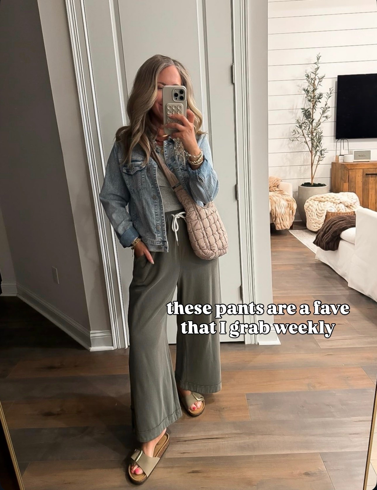 Amazon fashion Amazon finds casual easy effortless outfit for spring and summer. Waffle knit pants and built in bra tank with denim jacket

#LTKPetite #LTKOver40