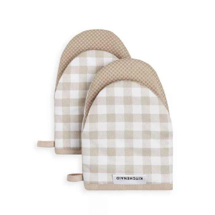 KitchenAid 2pk Cotton Gingham Mini Oven Mitts | Target