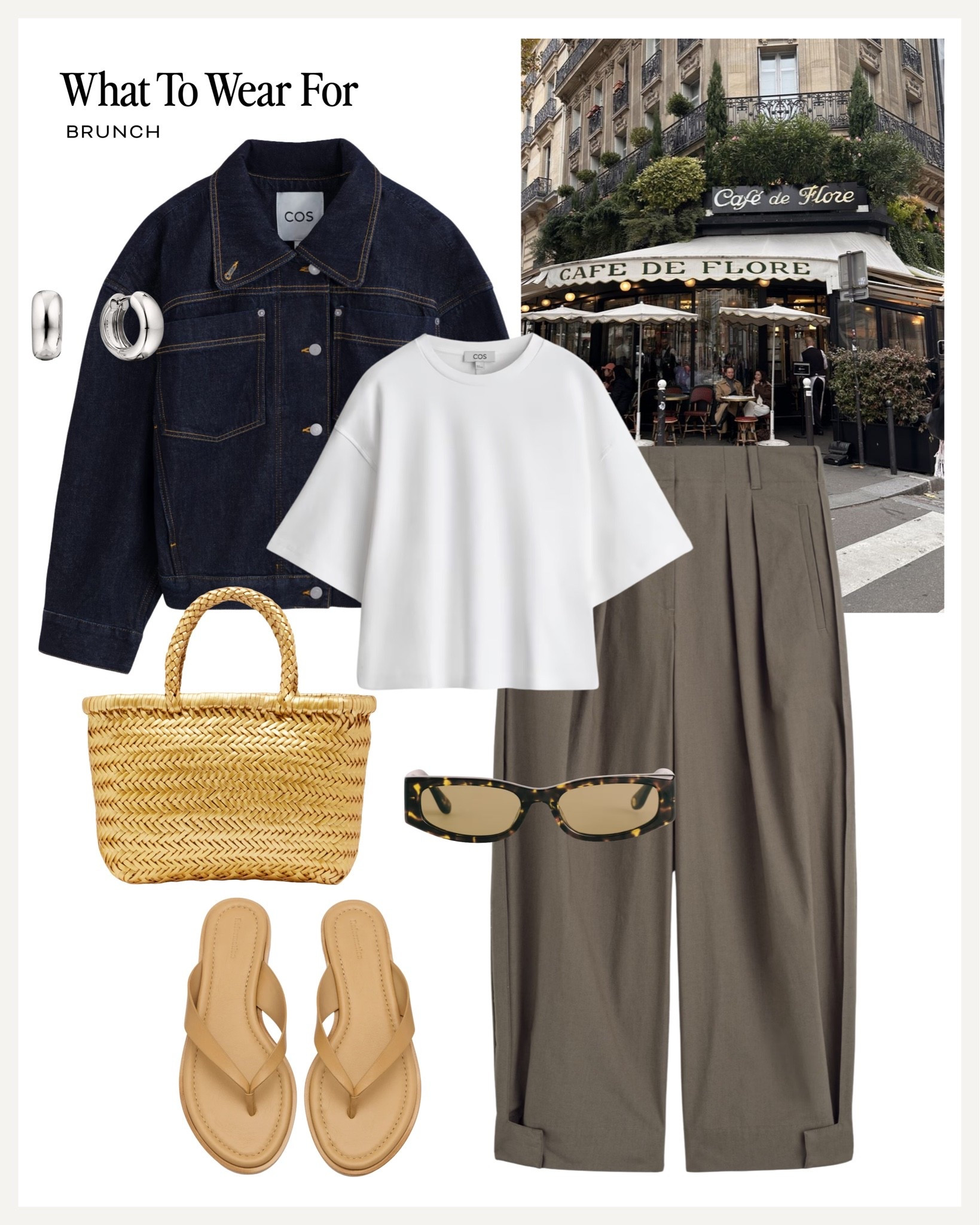 Brunch ☕️ 

Summer, early autumn, transitional style, khaki trousers, cos fashion, white tee, denim jacket, flip flops, yellow bag, effortless style

#LTKuk #LTKsummer #LTKautumn
