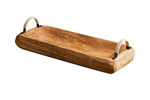 Rustic Wood Tray with Handles, spring decorations, table centerpiece, real wood bowl, farmhouse c... | Amazon (US)