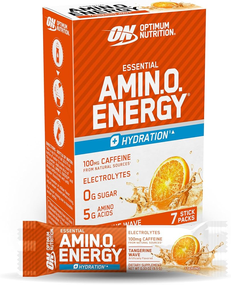 Optimum Nutrition Essential Amino Energy Plus Electrolytes Stick Packs, Energy Powder, Tangerine ... | Amazon (US)