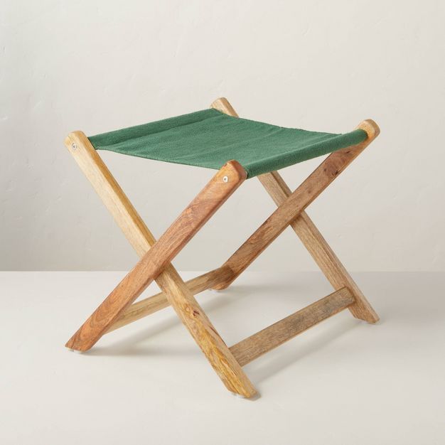 Foldable Canvas &#38; Wood Garden Seat Green - Hearth &#38; Hand&#8482; with Magnolia | Target