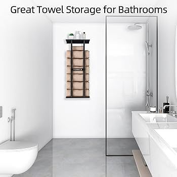 Bathroom Towel Storage Rack, STWWO Towel Racks for Bathroom Wall Mounted 30 inch with Shelf Can H... | Amazon (US)