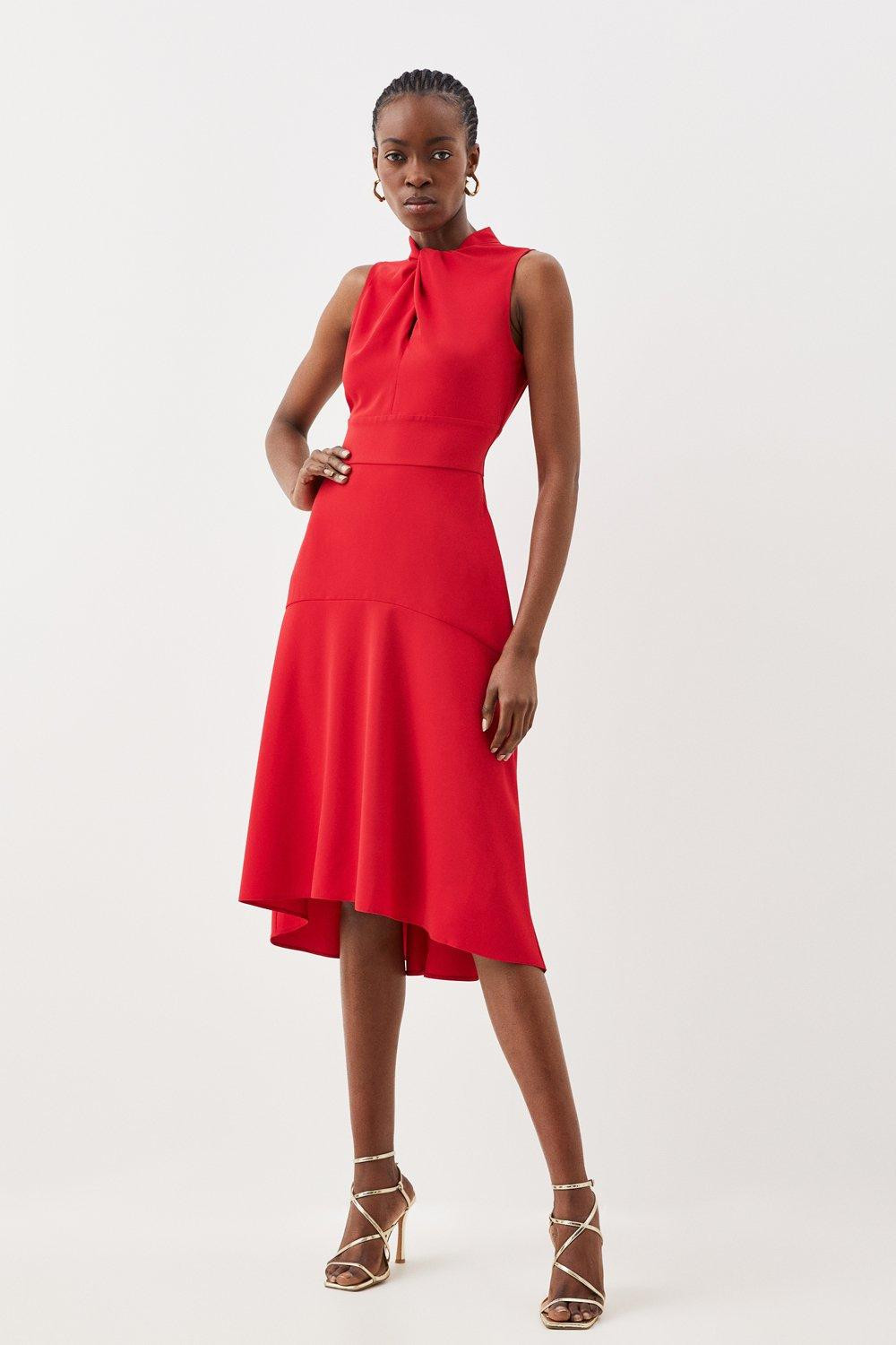Soft Tailored Twist Detail Midi Dress | Karen Millen US