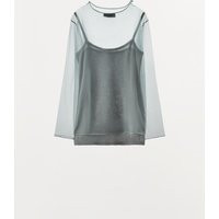 Zara - Semi-Sheer Knit Top - Charcoal Gray - M - Woman | Zara US