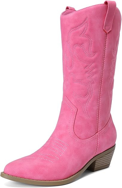 DREAM PAIRS Women's Cowboy Boots Pull On Cowgirl Boots Mid Calf Western Boots, Available in Regul... | Amazon (US)