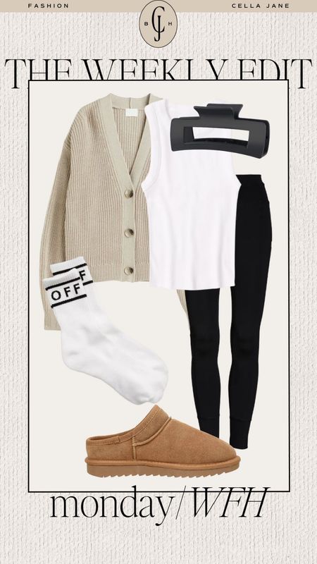 Cella Jane blog weekly edit outfit inspiration. Style inspiration. Monday work from home. Casual style. Sweater, leggings, boot slippers. 

#LTKstyletip