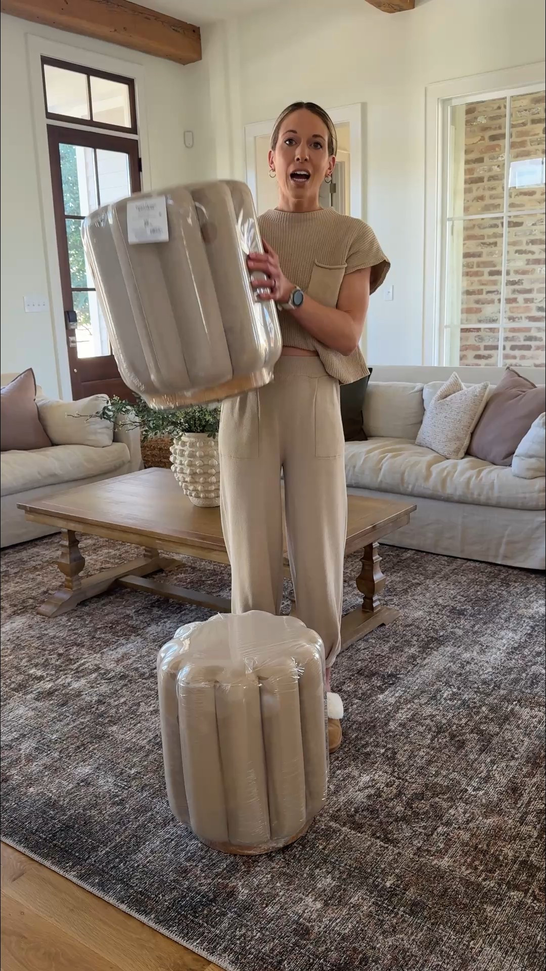 Designer vibes yet Walmart prices !! Love these velvet tufted scalloped ottomans! I got two for our living room for extra seating + foot rests 

#LTKHome